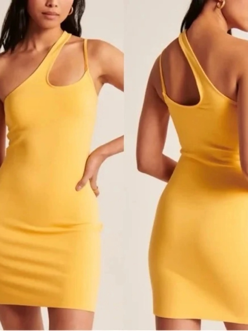 Abercrombie & Fitch size Small Tall Yellow One-Shoulder Bodycon Dress